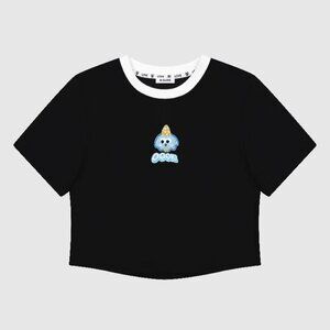 B.Sure Black Letter Cartoon Short-Sleeved T-Shirt